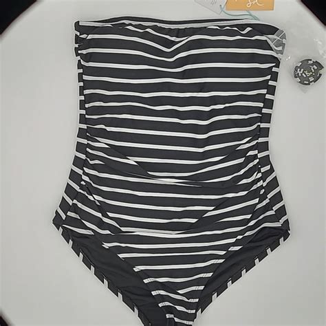 Kona Sol Swim Kona Sol Nwt High Coverage Striped One Piece Swimsuit