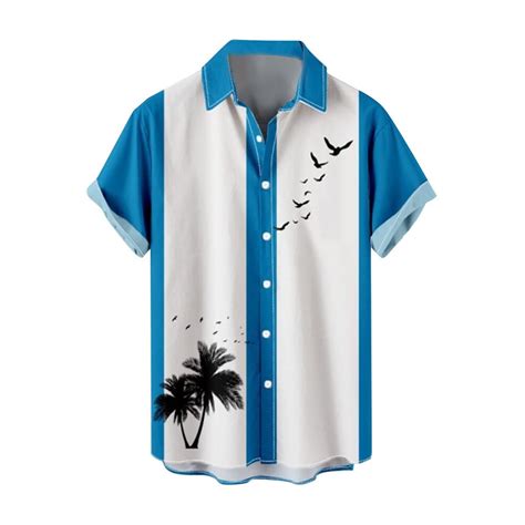 Zcfzjw Clearance Hawaiian Bowling Shirts For Men Short Sleeve Button