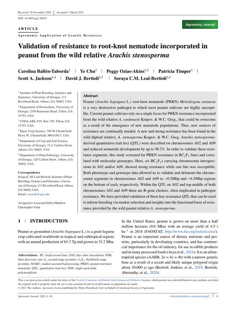 Pdf Validation Of Resistance To Root‐knot Nematode Incorporated In