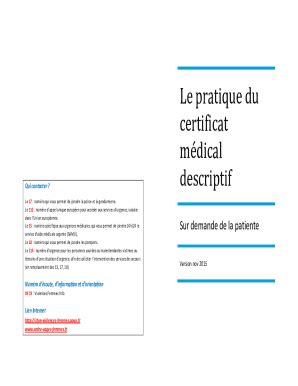 Remplissable En Ligne Le Pratique Du Certificat Mdical Descriptif Sur