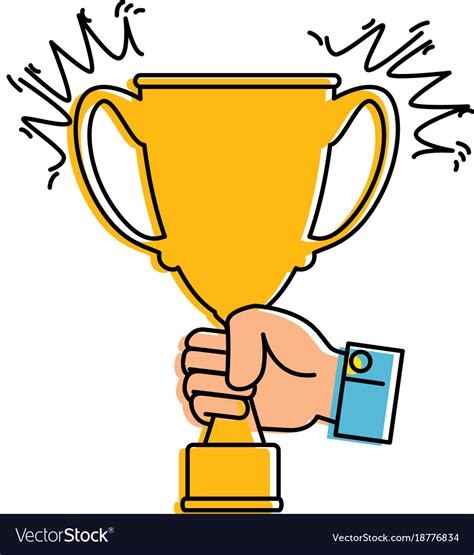 Hand With Trophy Cup Award Icon Royalty Free Vector Image