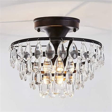 Tayanuc Black Semi Flush Mount Mini Ceiling Lighting Chandelier Fixture