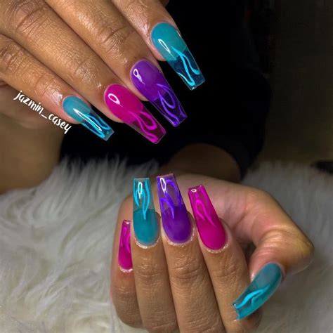 Jazmin 💅🏽 Nail Bo On Instagram “fiery Jelly Nails 🤪💅🏽 Getjazzed Jellynails Firenails