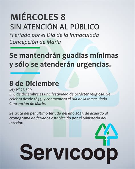 De Diciembre Feriado Nacional Servicoop Servicios P Blicos En