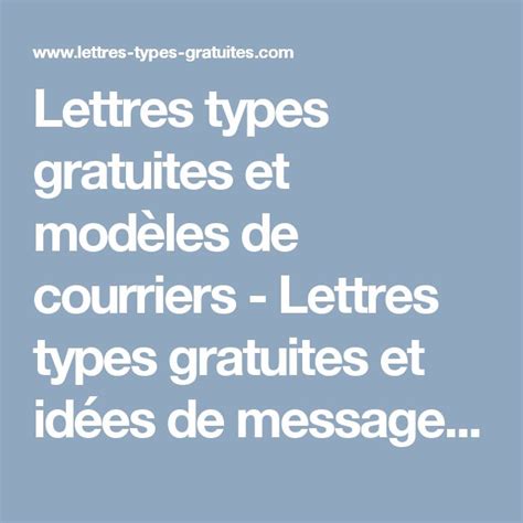 Lettres Types Gratuites Et Mod Les De Courriers Lettres Types