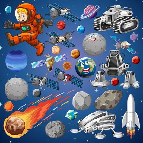 Premium Vector | Set of space objects in space