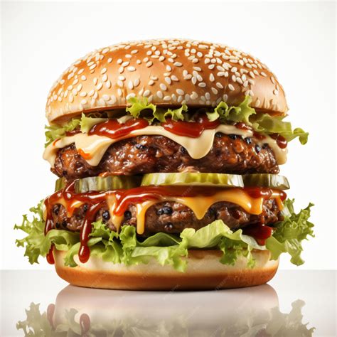 Premium Photo | Double patty burger on white background