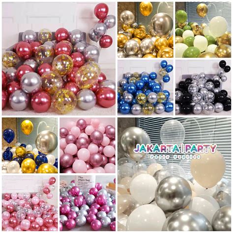 Jual ISI 15 PCS Balon Latex Chrome Latex Confetti Warna Balon Ulang