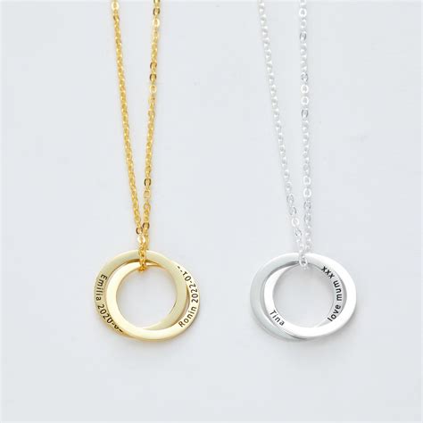 Solid Sterling Silver Interlocking Circle Necklace Handmade Jewelry