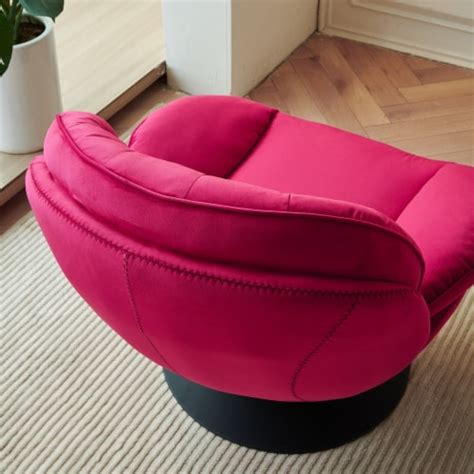 Simplie Fun Swivel Leisure Chair Lounge Chair Velvet Red Color With