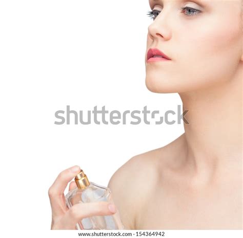 Beautiful Nude Model Spraying Perfume On Stock Photo Shutterstock