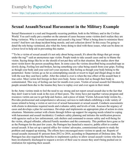 Sexual Assault Sexual Harassment In The Military Free Essay Example