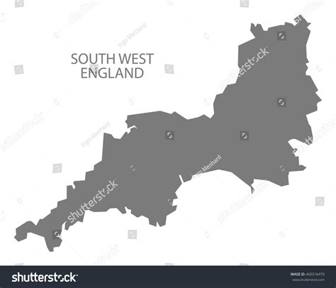 South West England Map Grey Stock Vector Royalty Free 460316479