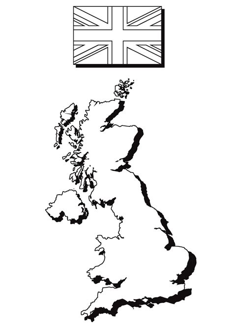 Dibujo Para Colorear El Mapa Y La Bandera De Inglaterra