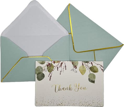 Amazon Veeyol Gold Foil Thank You Cards With Envelopes X