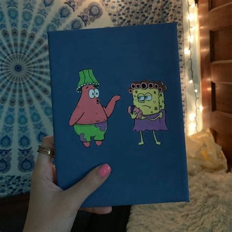 Mercari: Your Marketplace | Mercari | Cartoon painting, Mini canvas art, Spongebob painting