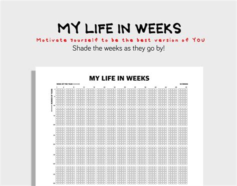 My Life In Weeks Poster Years Memento Mori Custom Life Etsy Australia