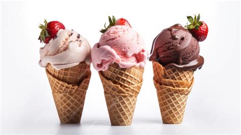 Premium Ai Image Ice Cream Chocolate Vanilla And Strawberry Ice Cream