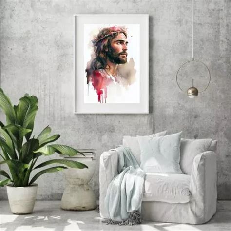 Cuadro Decorativo Quadros On Line Quadro Aquarela Jesus Cristo