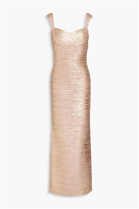 Buy Herv L Ger Metallic Bandage Gown Metallic L Rose Gold At Off