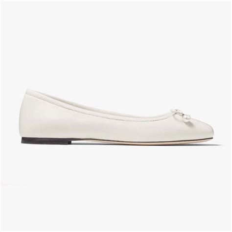 Jimmy Choo Women Elme Flat Latte Nappa Leather Flats With Pearl