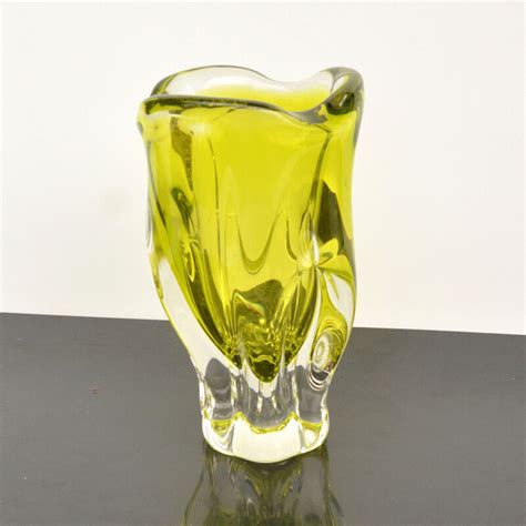 Vintage Hand Formed Crystal Glass Vase By Jozef Hospodka For Chribska