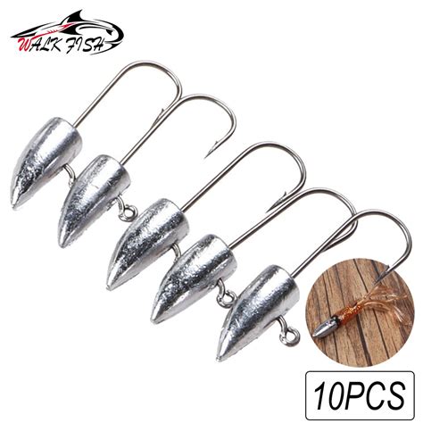 WALK FISH 10PCS Lot Mini Jig Head Hook 1g 1 5g 2g 3g Barbed Hook