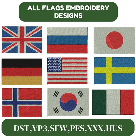 Flags Embroidery Design, World Flags Embroidery, Flags of the World