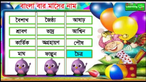 The Name Of Bengali English And Arabic Twelve Months With Animation