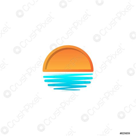 Beach Sunset Logo Design Vector Icon Element Sunset Logo Concept