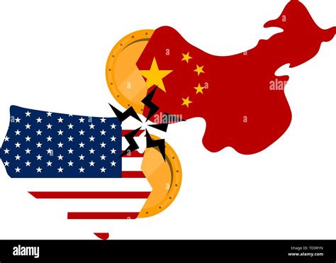 Banderas De Estados Unidos Y China En Forma De Mapas Con Un Vector De