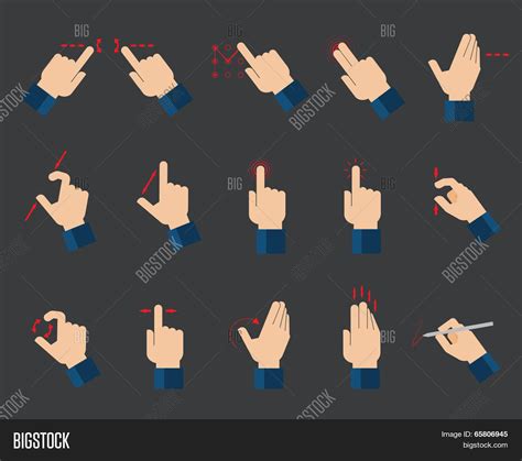 Set Flat Hand Icons Vector Photo Free Trial Bigstock