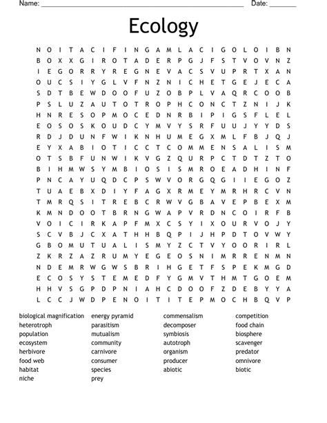 Ecology Word Search WordMint