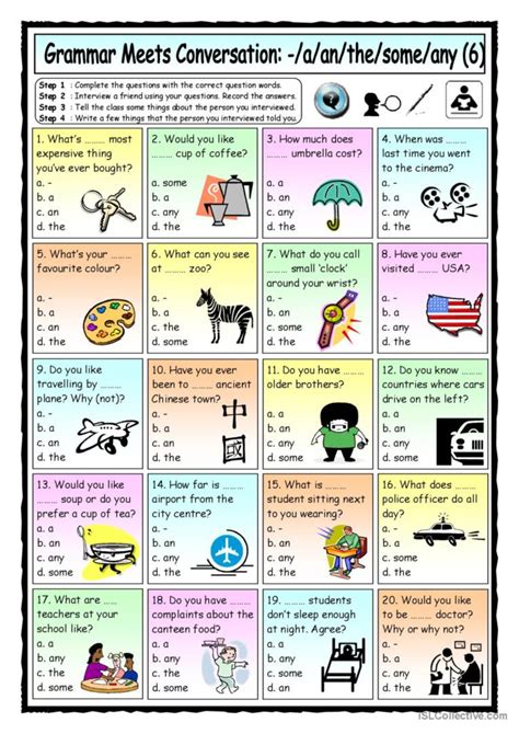 Grammar Meets Conversation A An T English Esl Worksheets Pdf Doc