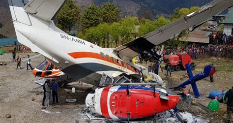 Summit Air Plane Collided With Helicopter During A Takeoff At Lukla Airport 3 Killed And 4 Injured