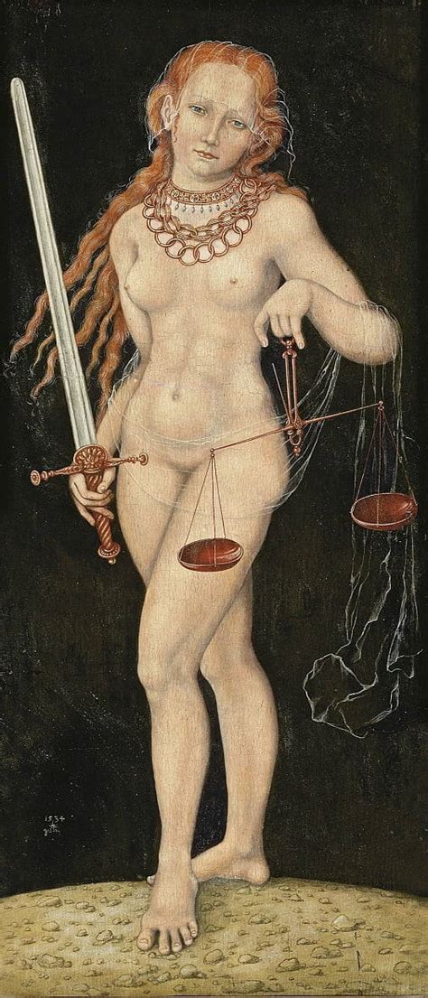 Classic Female Nude Paintings Justice By Lucas Cranach The Elder