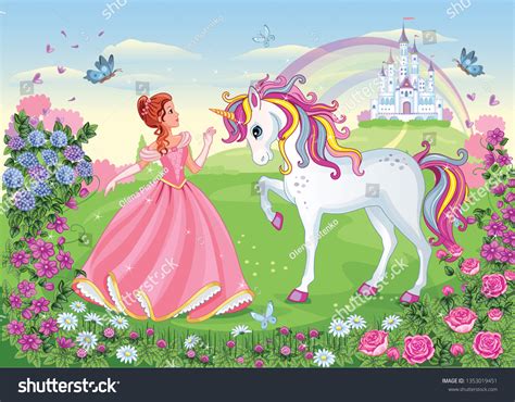 Beautiful Princess White Unicorn Cute Fairy Stock Vector (Royalty Free ...