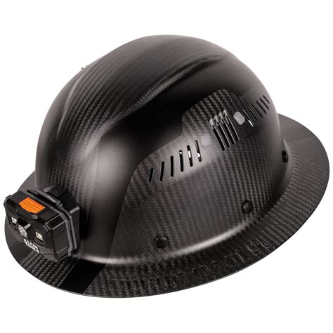 Klein Carbon Fiber Full Brim Hard Hat With Headlamp Titan