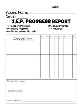 IEP Progress Report For Special Education Teachers Editable TPT