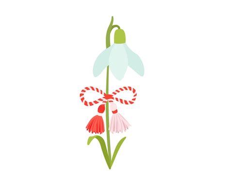 Vector Martisor Talisman Auf Blumen Schneeflocken Traditionelles