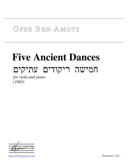 Five Ancient Dances For Viola And Piano Sheet Music Ofer Ben Amots