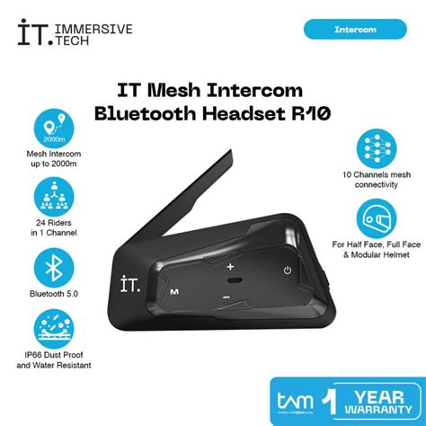 Promo IT Mesh Intercom Bluetooth Headset R10 Black Cicil 0 3x Kab