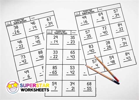 Double Digit Subtraction Worksheet Pack Have Fun Teaching