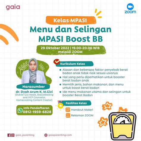 Kelas Menyiapkan Menu Dan Selingan Bb Booster Saat Mpasi Gaia Parenting