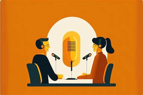 Premium AI Image Minimalist Illustration Of Two People On A Podcast