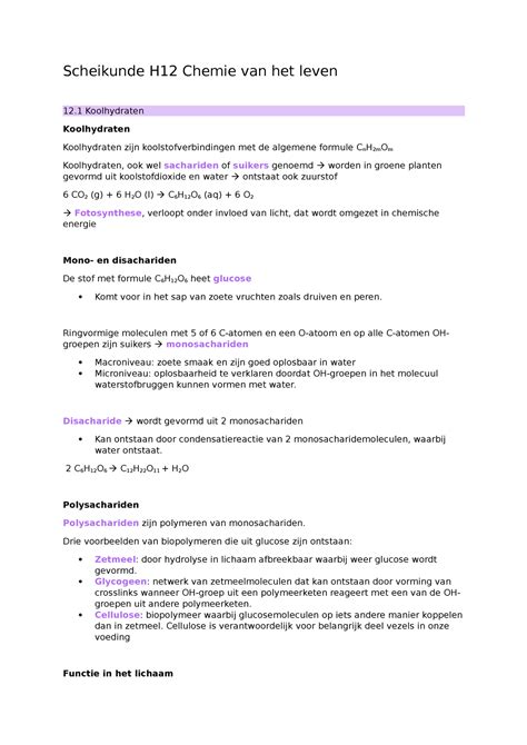 Scheikunde H12 Chemie Van Het Leven Ringvormige Moleculen Met 5 Of 6