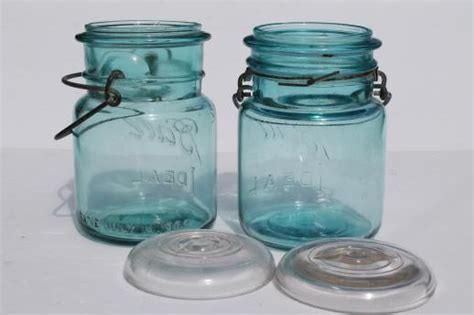 Antique Ball Mason Jar Storage Canisters Vintage Aqua Blue Ball Ideal