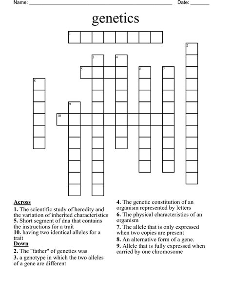 Genetics By Gregor Mendel Word Search WordMint