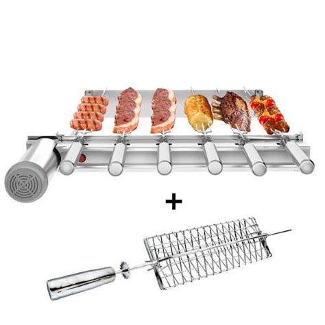 Churrasqueira Inox Gira Grill Espetos Grelha Peixe Frang Submarino