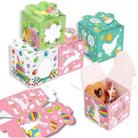 12 Pcs Coffrets Cadeaux Boîtes À Friandises En Papier De Pâques Oeufs